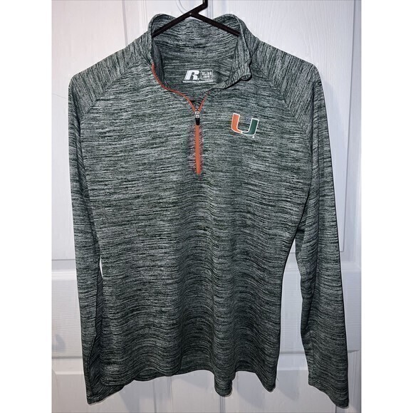 Miami Hurricanes Russell Ladies XL (16/18) Shirt‎ Active Long Sleeve Quarter Zip - Picture 1 of 7